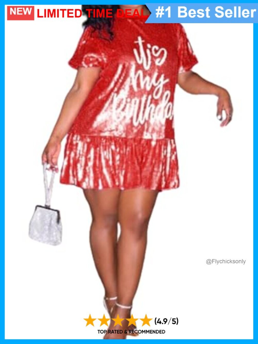 Sequin Letter Print Mini Dress Short Sleeve Ruffle Hem Party Clubwear